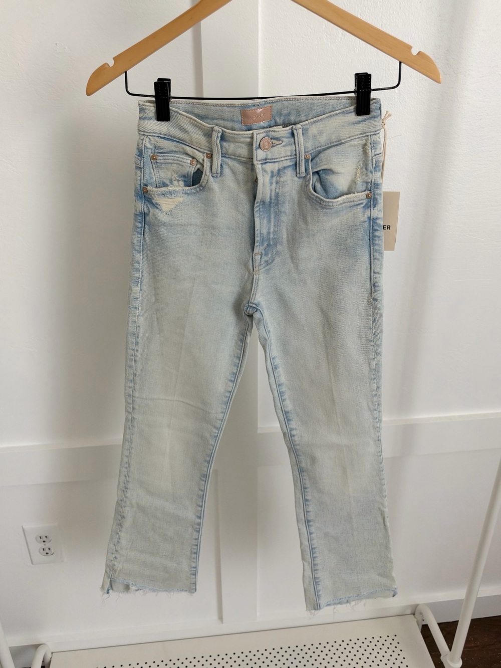 Mother The Insider Crop Step Fray Jeans Smooth Sailing